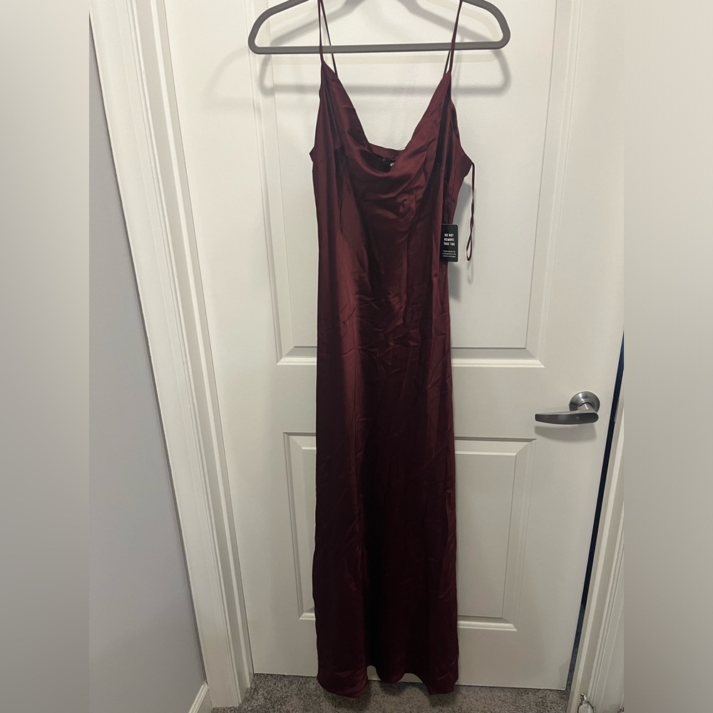 Express Burgundy Satin Style Cowl Neck Dress